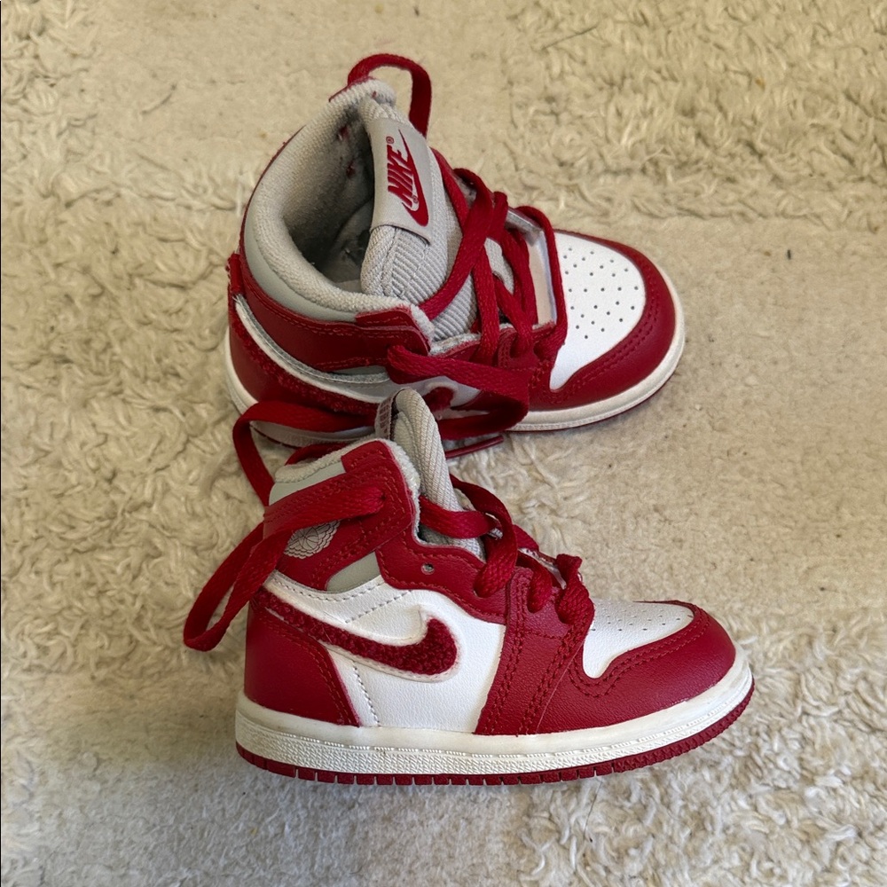 Nike Kids Red and White High-Top Sneakers
